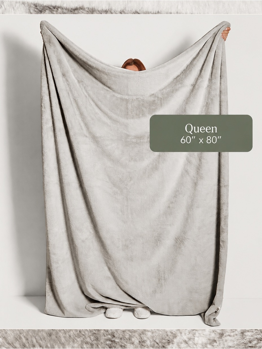 Queen Size Ultra Soft Plush Blanket 60” x 80” Beige Taupe Cozy Throw